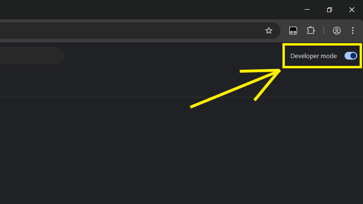 Chrome extensions page with Developer mode toggle enabled